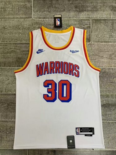 30 Curry Warriors 2024-25 Retro Maillot Blanc Broderie